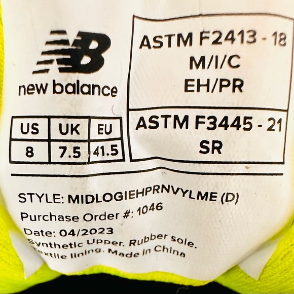 New Balance Men's Composite Toe Logic Industrial Boot, Navy/Lime EH, 8 Mild Use - Picture 13 of 13